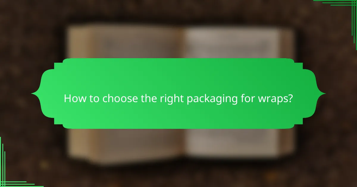 How to choose the right packaging for wraps?